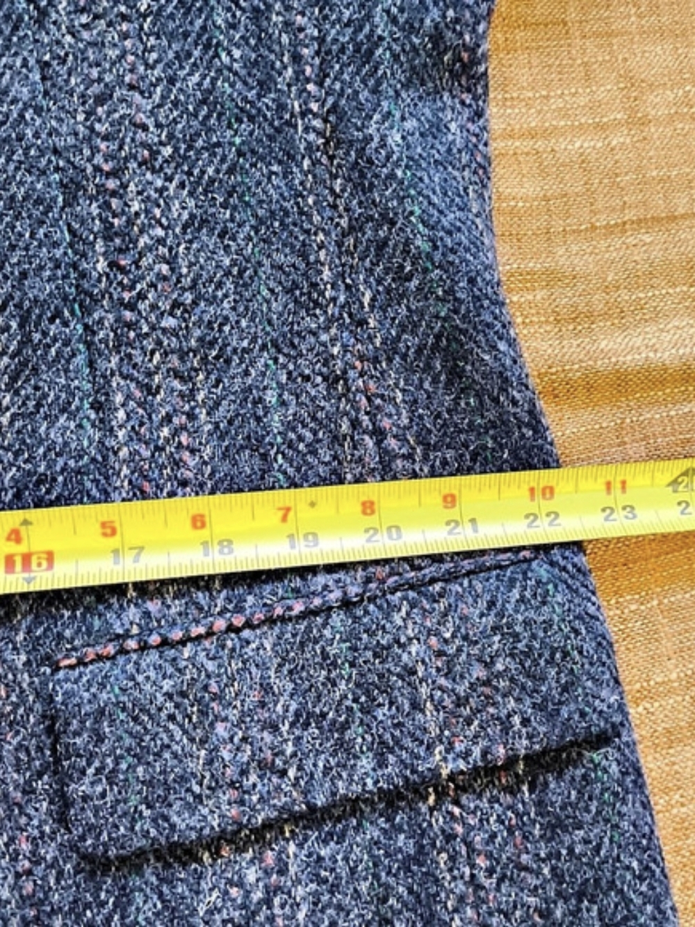 Harris Tweed Wool Sport Coat Striped Herringbone Slate Blue Grey Rust Size 46R - Picture 15 of 16